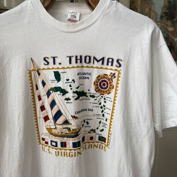Vintage 90s US Virgin Islands St Thomas Single Stitch Tshirt XL - Picture 1 of 6